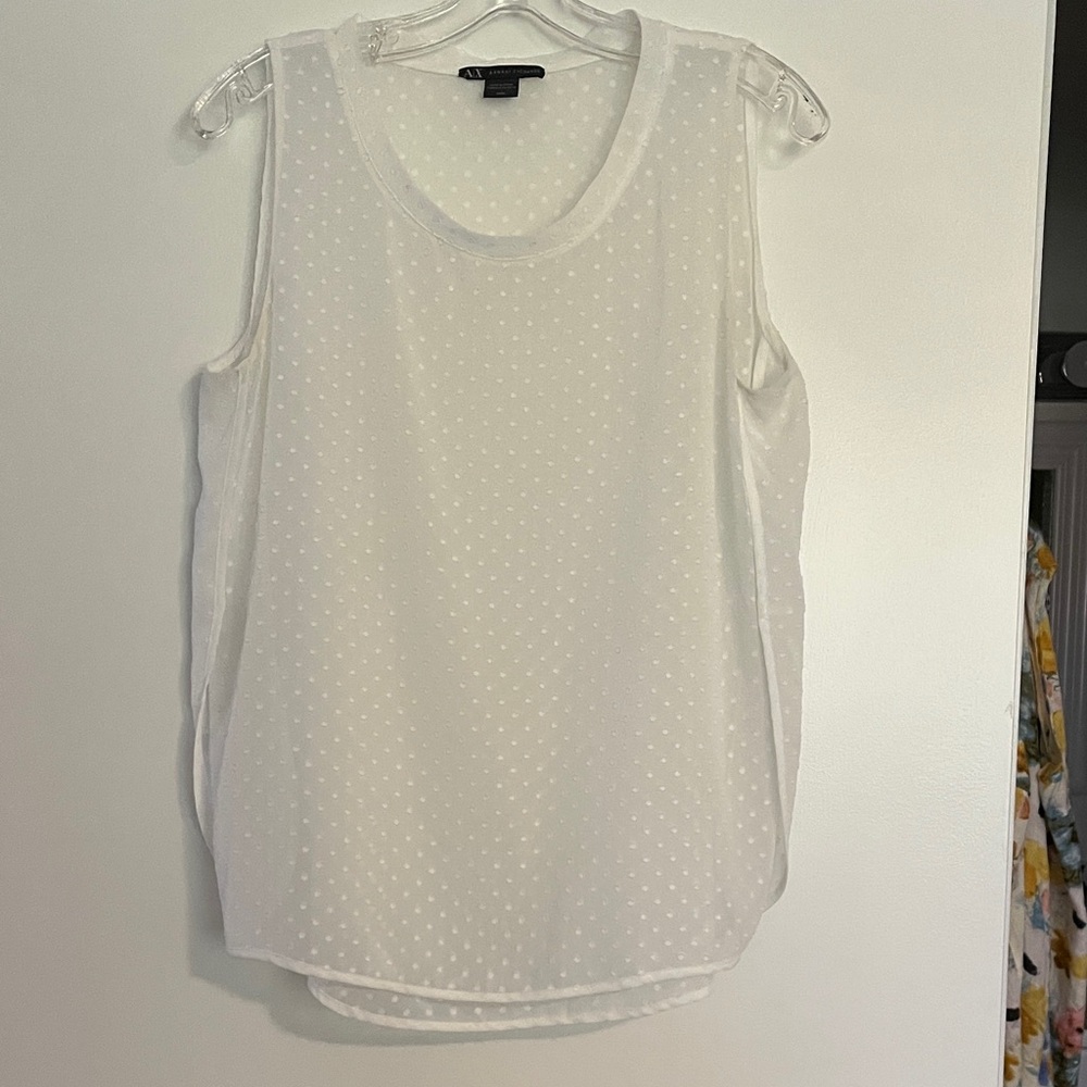 A/X Armani Exchange White Polka Dot Tank Top